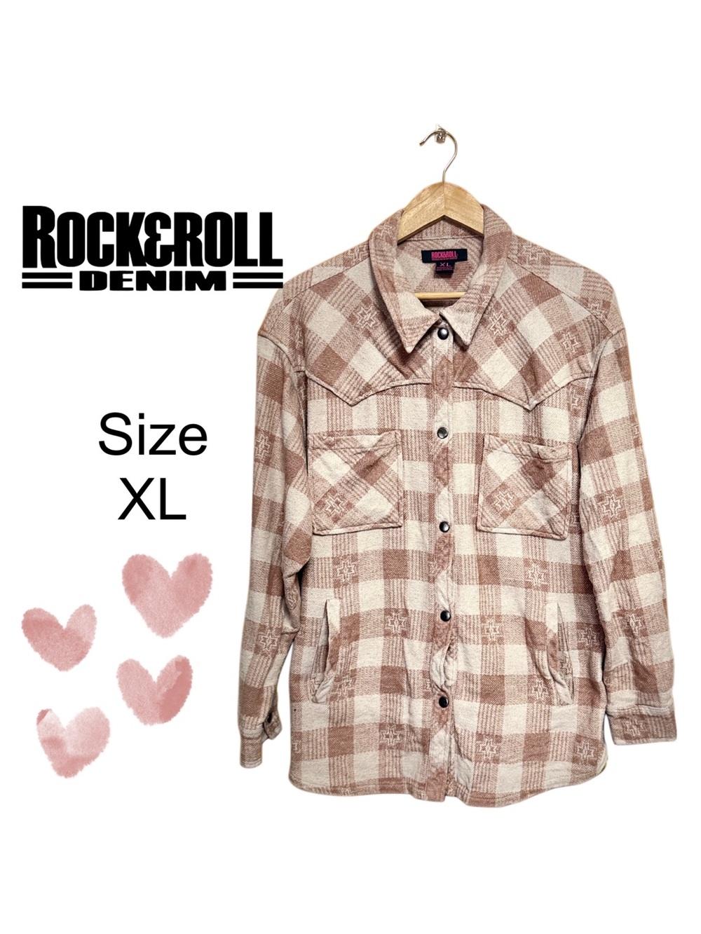 🤠 Boho Western Plaid Shacket XL | Streetwear Snap Front Jacket